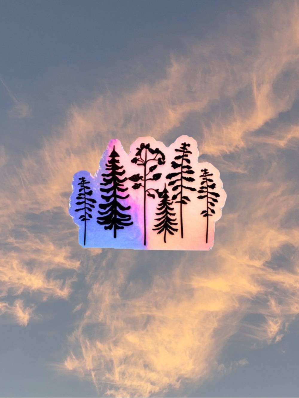 Holographic Die Cut Forest Sticker